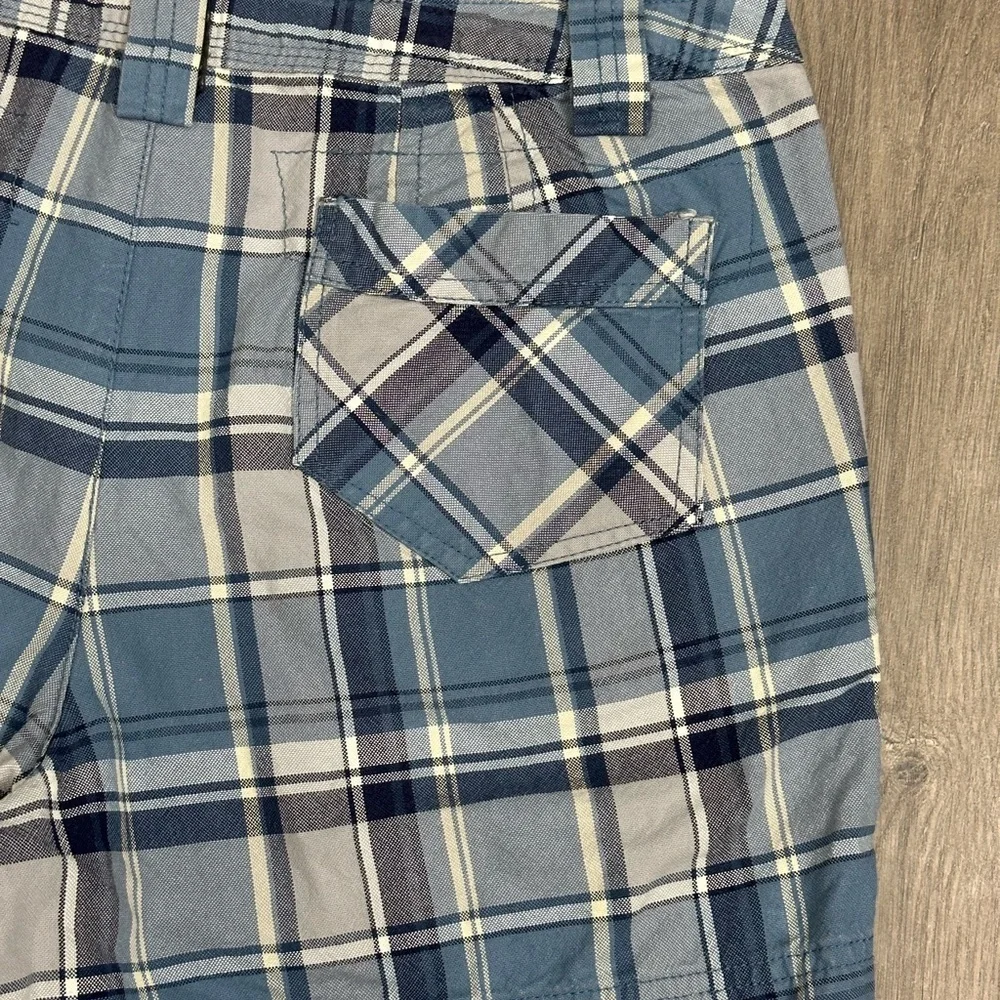 Women’s Natural Relflections 8 Medium Shorts Plaid Blue Chino Khakis 4 Pockets - Picture 6 of 8